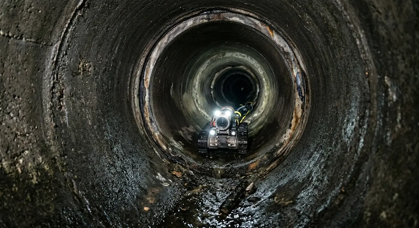 Robotic sewer camera inspecting pipe interior for Sewer Line Repair in East Rockhill